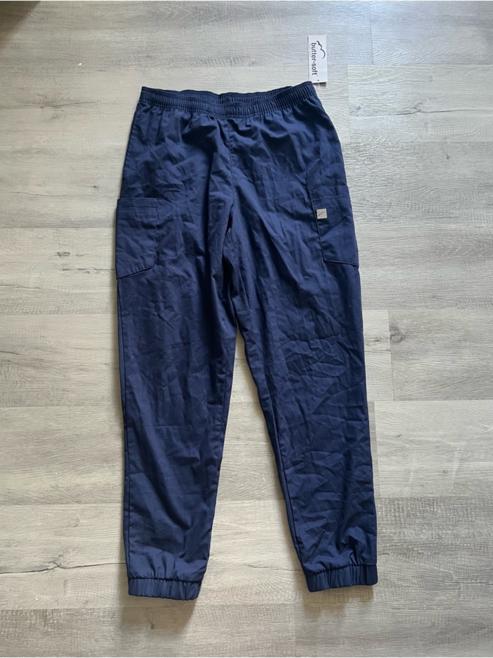 NWT Uniform Advantage Butter-Soft Navy Elastic-Waist Cargo Jogger Scrub Pants